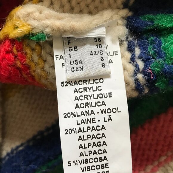 Anthropologie Ottod'Ame Stripe Sweater Womens 6 Medium 42 Blue Orange Crew Neck - Picture 7 of 13